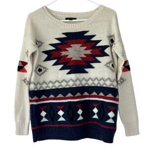 American Eagle crewneck knit sweater southwestern western Aztec cowgirl cozy S